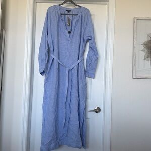 J.crew Linen Cabana Dress XXL *NWT*  Chambray Blue